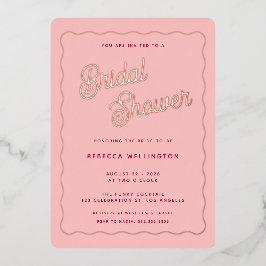  Retro Pink Fuchsia Wave Vrijgezellenfeest Folie Uitnodiging