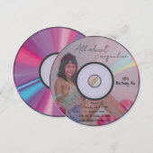 Retro Pink Girl's Music CD Birthday Kaart (Voorkant / Achterkant)