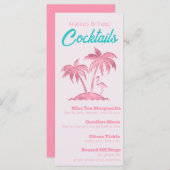 Retro Pink Glitter Flamingo en Palmbomen Menu (Voorkant / Achterkant)