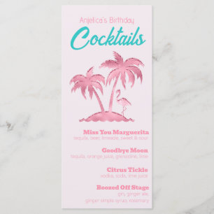 Retro Pink Glitter Flamingo en Palmbomen Menu