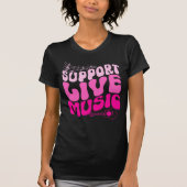 Retro Pink Gradient Ondersteuning Live Music Groov T-shirt (Voorkant)