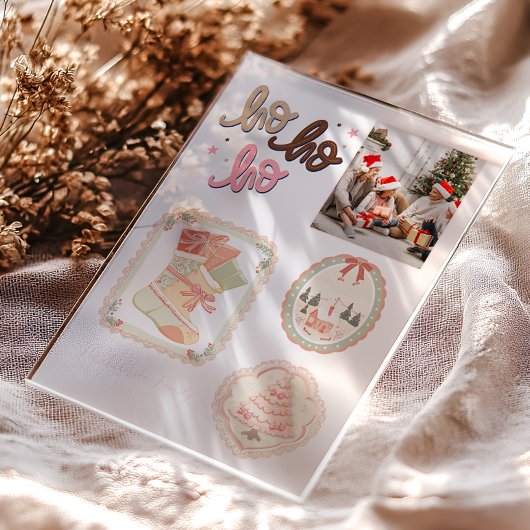 Retro Pink Green Christmas Acryl Uitnodigingen