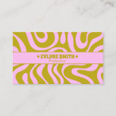 Retro Pink Green Monochrome Boho Groovy Trendy  Visitekaartje (Voorkant)