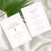 Retro Pink Green Palm Beach Bachelorette Itinerary Kaart