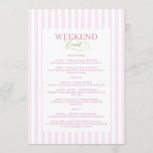 Retro Pink Green Palm Beach Bachelorette Itinerary Kaart (Achterkant)