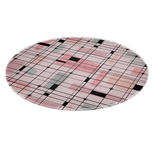 Retro Pink Grid en Starburst snijplank (Hoek)