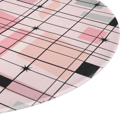 Retro Pink Grid en Starburst snijplank (Hoek)