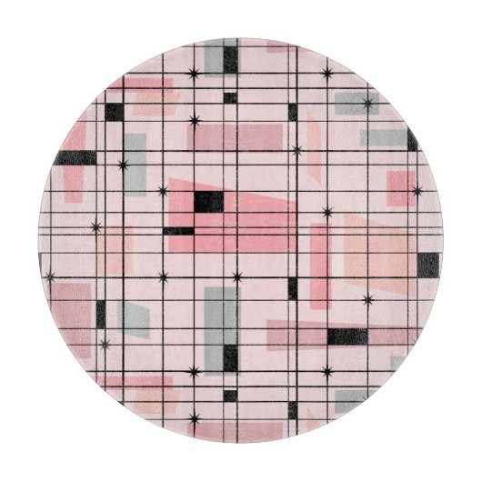 Retro Pink Grid en Starburst snijplank (Voorkant)