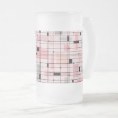 Retro Pink Grid en Starbursts Frosted Glass Mok (Voorkant rechts)