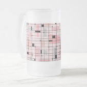 Retro Pink Grid en Starbursts Frosted Glass Mok (Voorkant links)