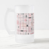 Retro Pink Grid en Starbursts Frosted Glass Mok (Links)