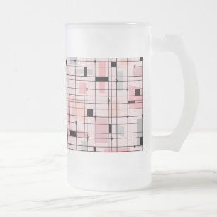 Retro Pink Grid en Starbursts Frosted Glass Mok
