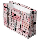 Retro Pink Grid en Starbursts Gift Bag Large Cadeautasje (Achterkant Gekanteld)
