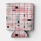 Retro Pink Grid en Starbursts Koelbox Blikjeskoeler (Voorkant)