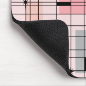 Retro Pink Grid en Starbursts Mousepad Muismat (Hoek)