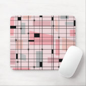 Retro Pink Grid en Starbursts Mousepad Muismat (Met muis)