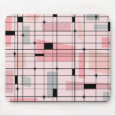 Retro Pink Grid en Starbursts Mousepad Muismat (Voorkant)
