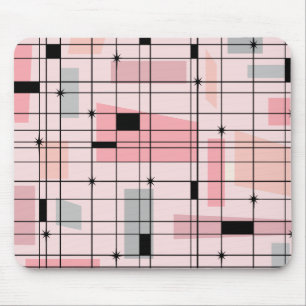 Retro Pink Grid en Starbursts Mousepad Muismat