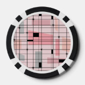 Retro Pink Grid en Starbursts Poker Chips (Achterkant)