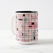 Retro Pink Grid en Starbursts Two Tone Coffee Mok (Voorkant links)