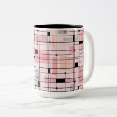 Retro Pink Grid en Starbursts Two Tone Coffee Mok (Voorkant rechts)