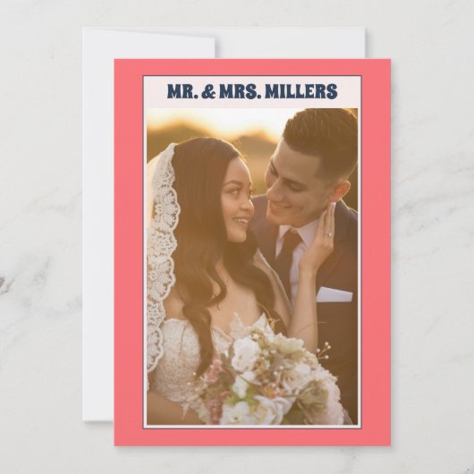 Retro Pink Groovy 70s Foto Bedankkaart (Voorkant)