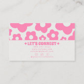 Retro Pink Groovy Floral Boho Girly Unique Trendy Visitekaartje (Achterkant)