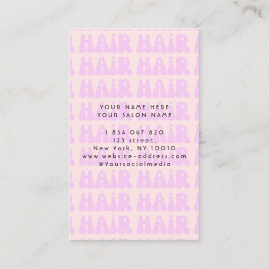 Retro Pink Groovy Haarstylist Visitekaartje (Achterkant)