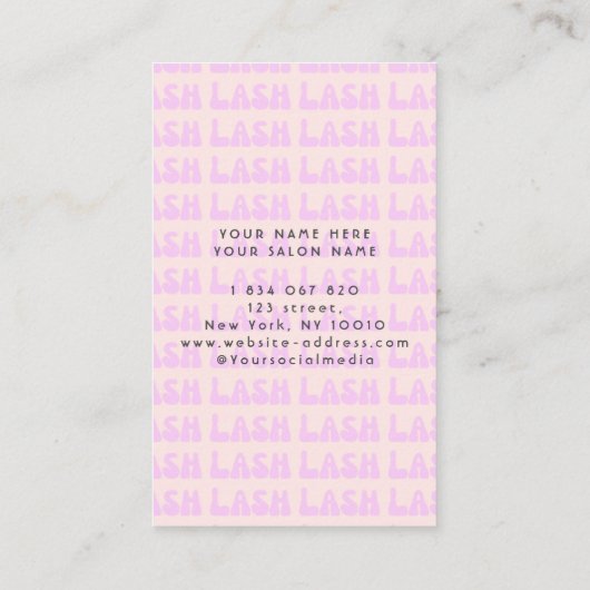 Retro Pink Groovy Lashes Visitekaartje (Achterkant)