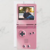 Retro Pink Handheld Gaming II Birthday Invitation Kaart (Voorkant)