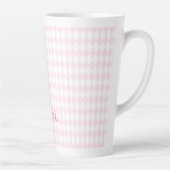 Retro Pink Harlequin Pattern Elegant Monogrammed Latte Mok (Rechts)