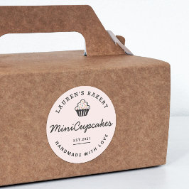 Retro Pink Home Bakery Homemade Cupcakes Ronde Sticker