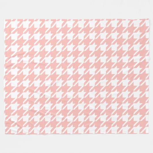 Retro Pink Houndstooth Fleece Blanket Gift (Voorkant (Horizontaal))