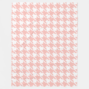 Retro Pink Houndstooth Fleece Blanket Gift Deken
