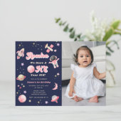 Retro Pink Houston We hebben een jaar oude verjaar Kaart (Staand voorkant)