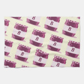 Retro Pink Jelly Jar Canning Pattern met Monogram Theedoek (Horizontaal)