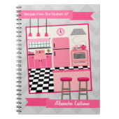 Retro Pink Kitchen en Zig Zag Recipe Notebook Notitieboek (Voorkant)