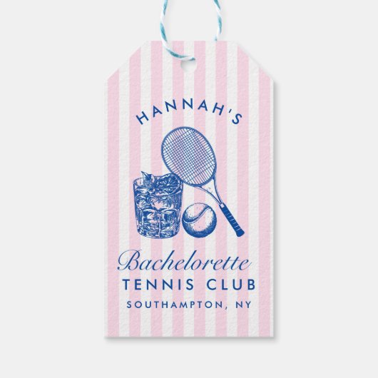 Retro Pink laatste swing voor de Ring Tennis Bach Cadeaulabel (Achterkant)