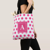 Retro Pink Lady Polkadots personaliseren Tote Bag (Dichtbij)