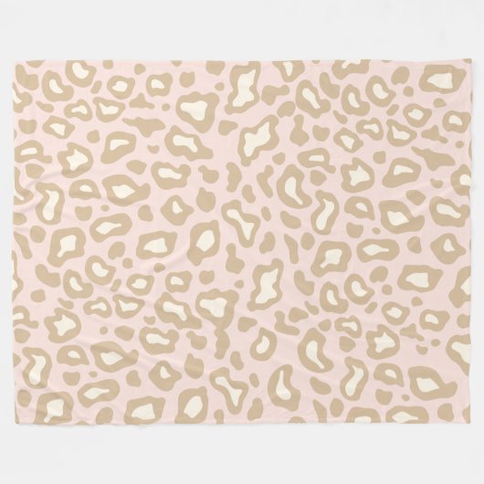 Retro Pink Leopard Fleece Bedroom Blanket Cadeft (Voorkant (Horizontaal))