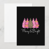 Retro Pink Leopard kerstbomen Merry Xmas Holi Kaart (Voorkant / Achterkant)