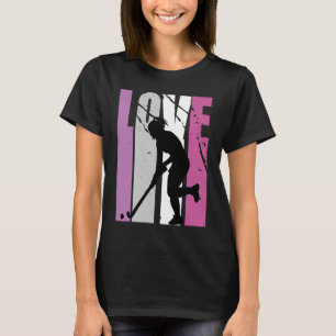 Retro Pink Live Love Hockey Coach Vrouwen Verjaard T-shirt