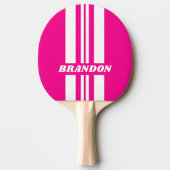 Retro Pink Lollipop Dual Rally Stripe met naam Tafeltennisbatje (Voorkant)