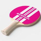 Retro Pink Lollipop Dual Rally Stripe met naam Tafeltennisbatje (Voorkant Gekanteld)