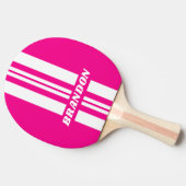 Retro Pink Lollipop Dual Rally Stripe met naam Tafeltennisbatje (Zijkant)