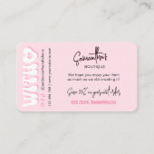 Retro Pink Modern Business Bedankt Korting Informatiekaartje (Achterkant)