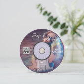 Retro Pink Music Producer CD DJ Business Card Kaart (Staand voorkant)