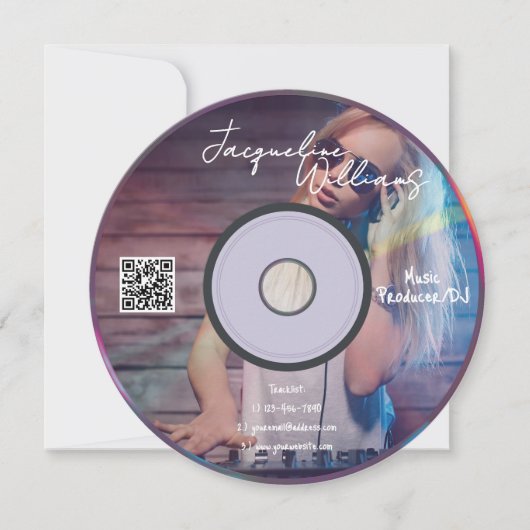 Retro Pink Music Producer CD DJ Business Card Kaart (Voorkant)
