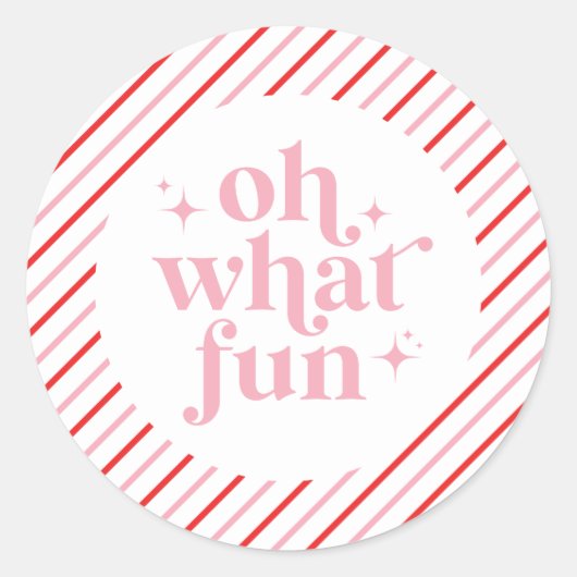 Retro Pink Oh Wat leuk Ronde Sticker (Voorkant)
