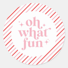 Retro Pink Oh Wat leuk Ronde Sticker